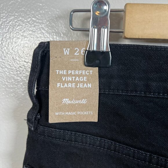Madewell The Perfect Vintage Flare Jean Size 26 Sherborn Wash Black High Rise - Picture 10 of 14